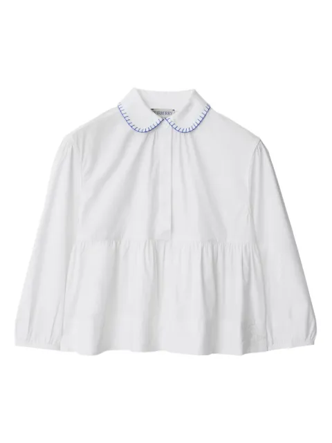 Burberry Kids contrast-stitched cotton peplum blouse