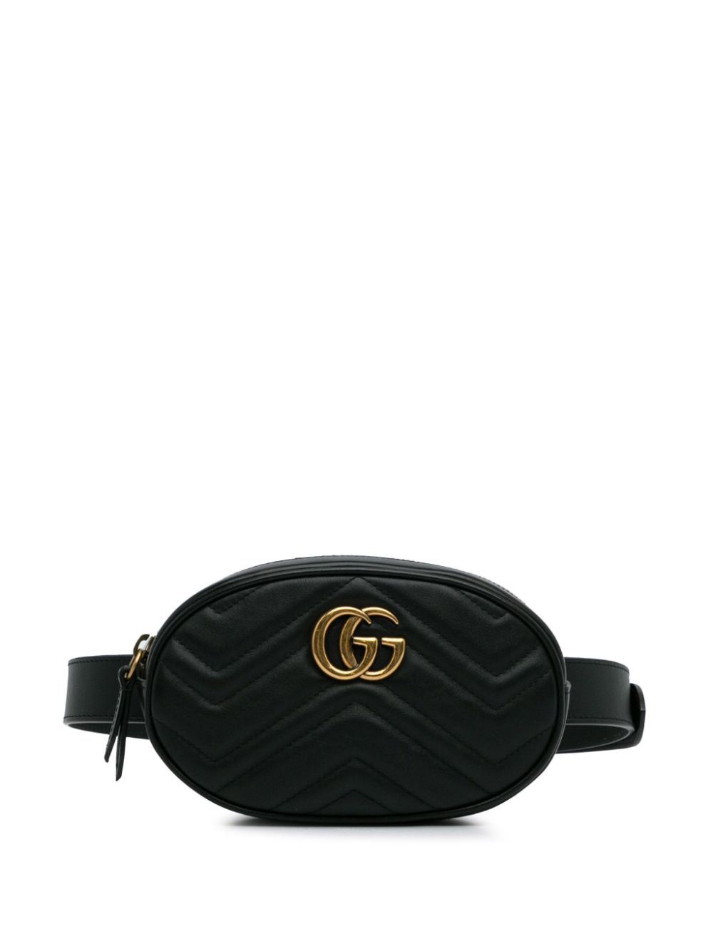 Pre-owned Gucci 2016-2023 Gg Marmont Matelasse Belt Bag In Black