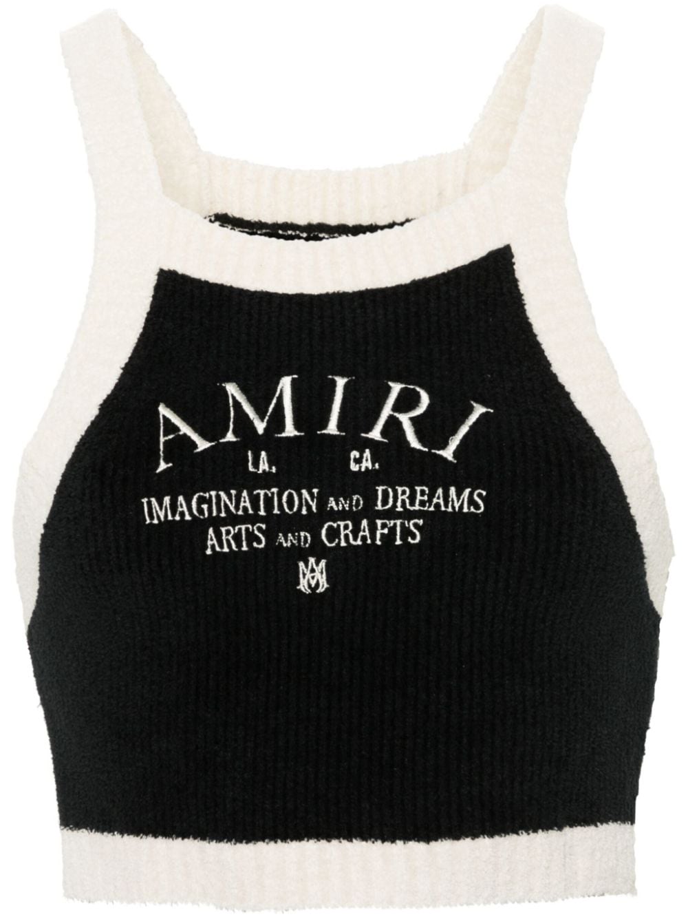 Amiri Logo-embroidered Ribbed Crop Top In Black