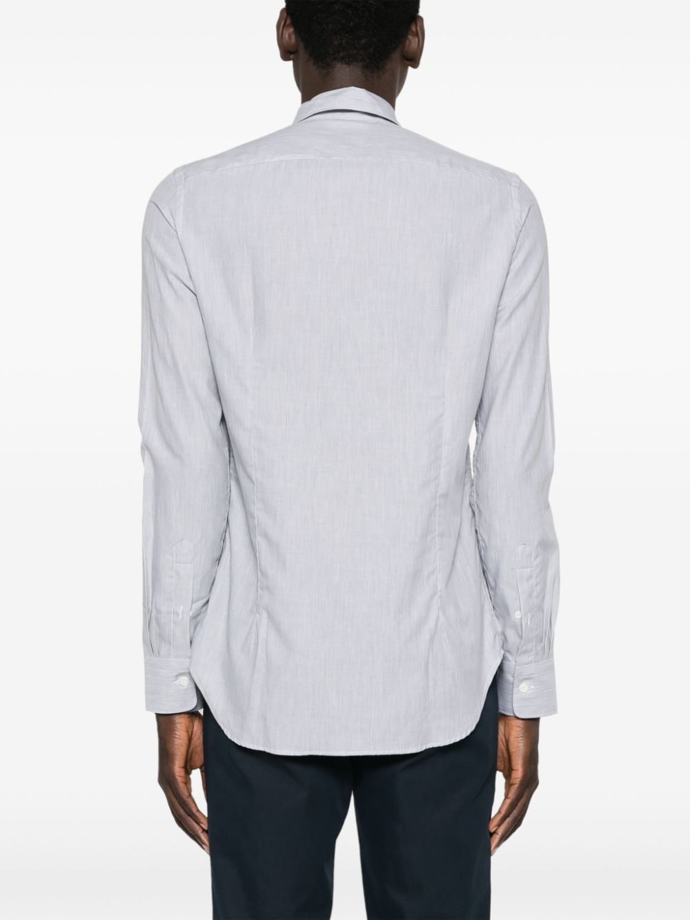 Shop Canali Cutaway-collar Cotton Shirt In 灰色