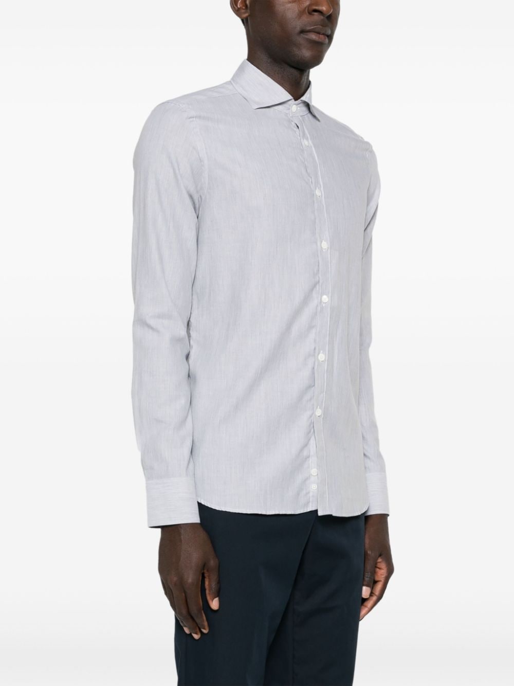 Shop Canali Cutaway-collar Cotton Shirt In 灰色