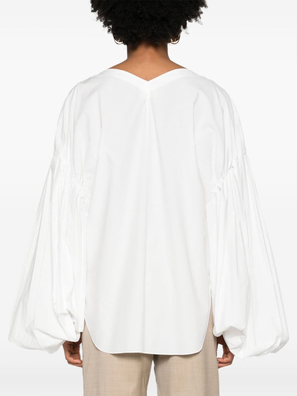 Shop Khaite Quico Cotton Blouse In White