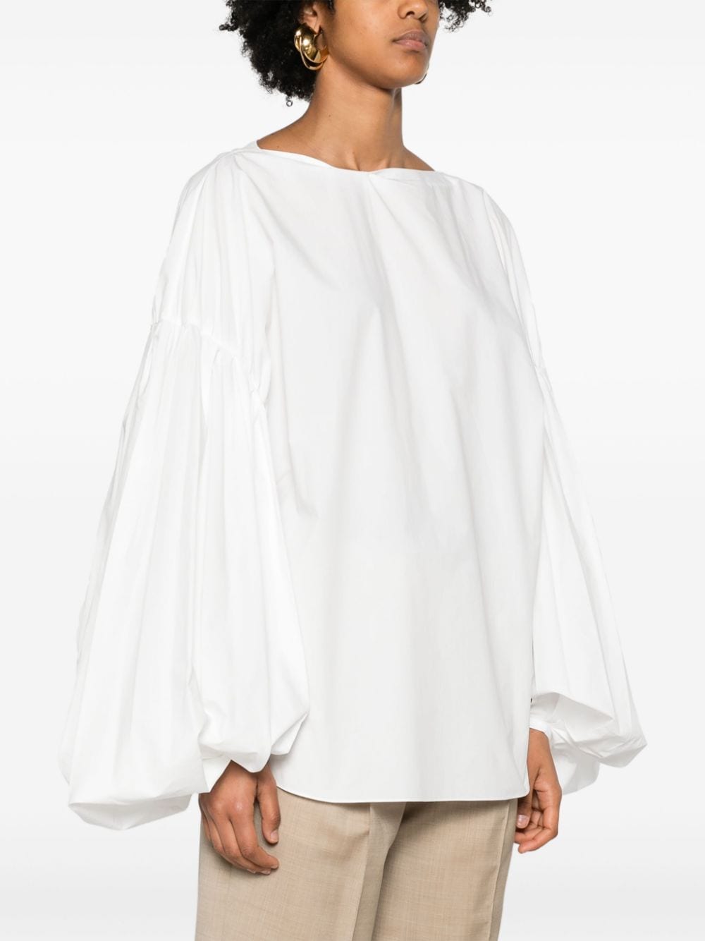 Shop Khaite Quico Cotton Blouse In White