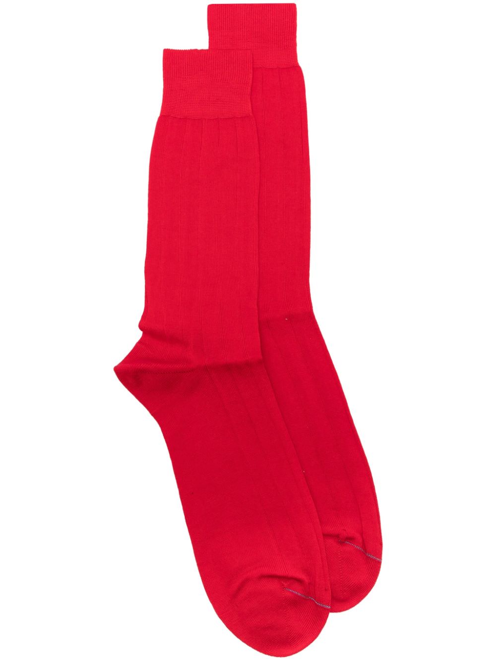 Paul Smith Mid Calf-length Ribbed Socks In Red
