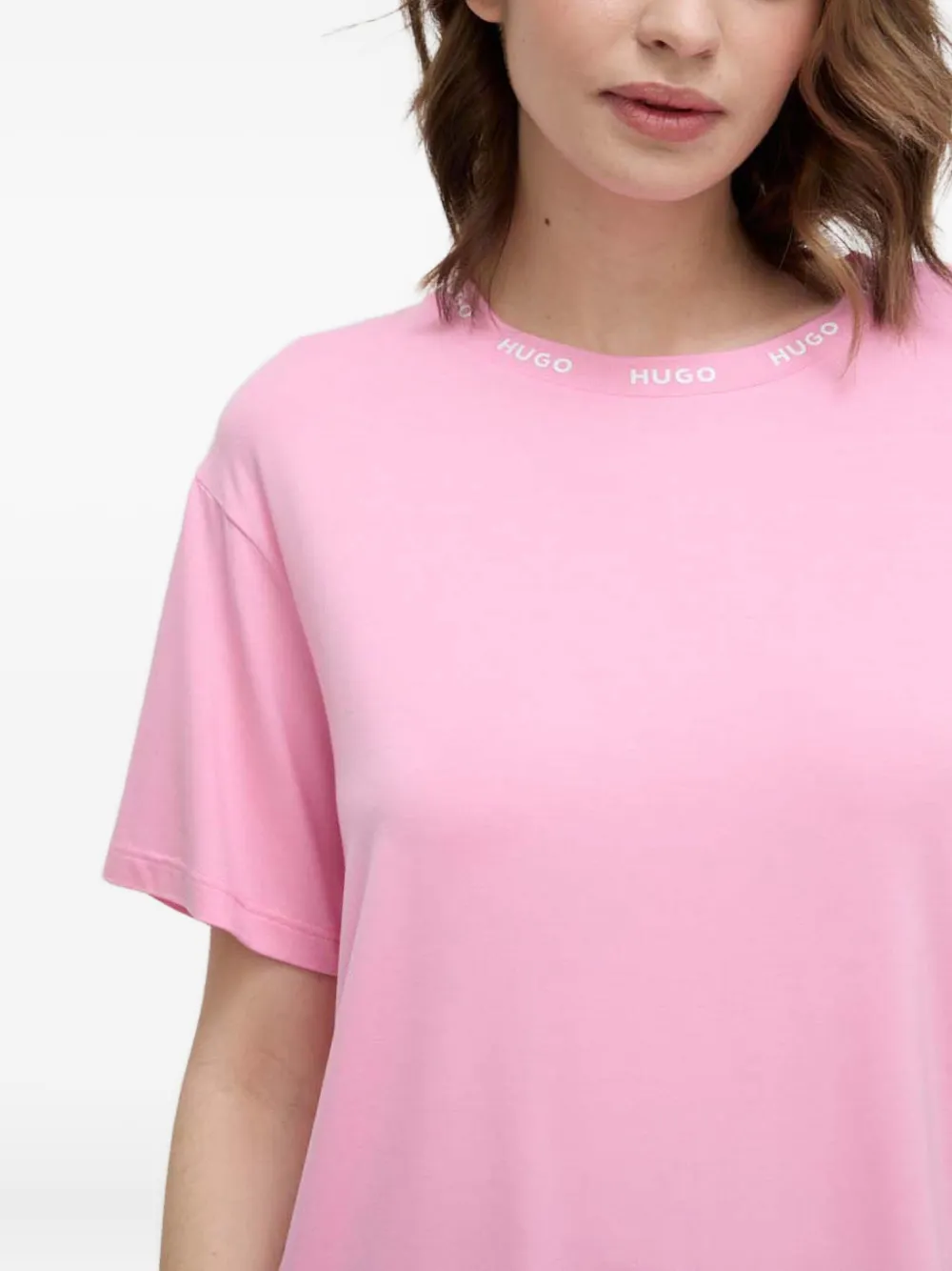 HUGO Pyjama met ronde hals en logo Roze