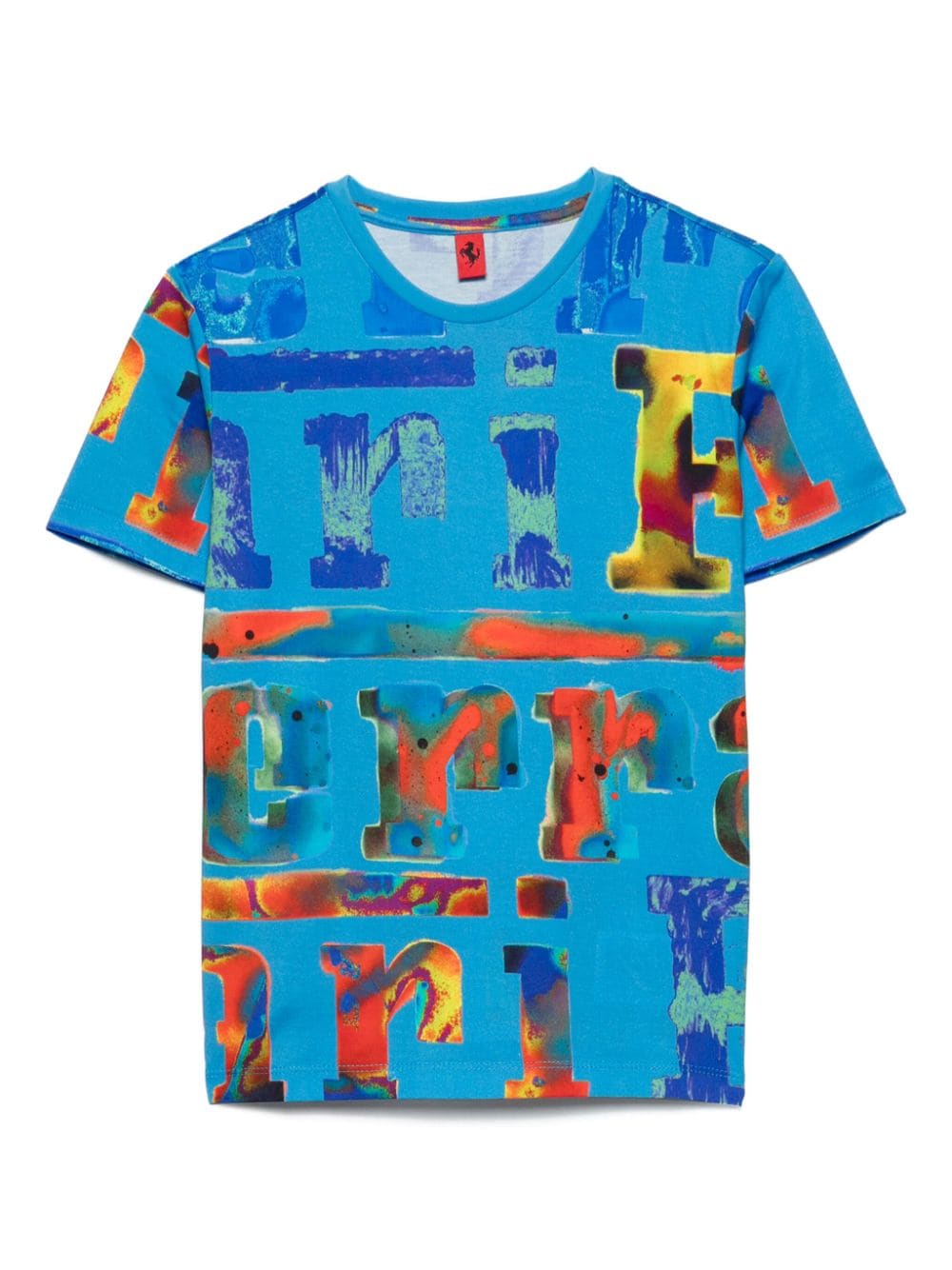 Ferrari Logo-print Cotton T-shirt In Blau
