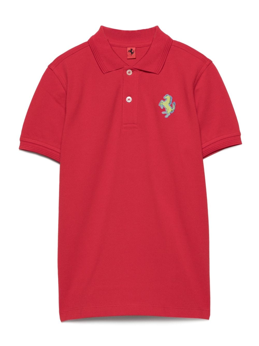 Ferrari Kids raised logo-detail cotton polo shirt - Rosso