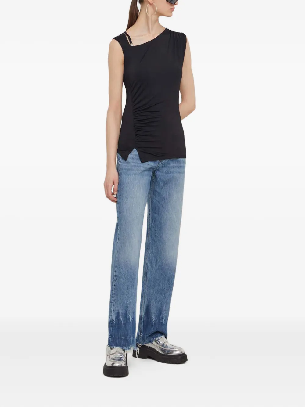 HUGO Top met ruches Zwart