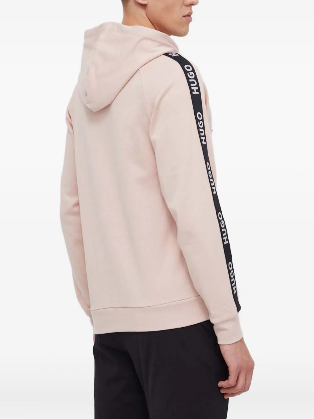 Hugo Boss Logo-tape Hooded Sweatshirt In Pink
