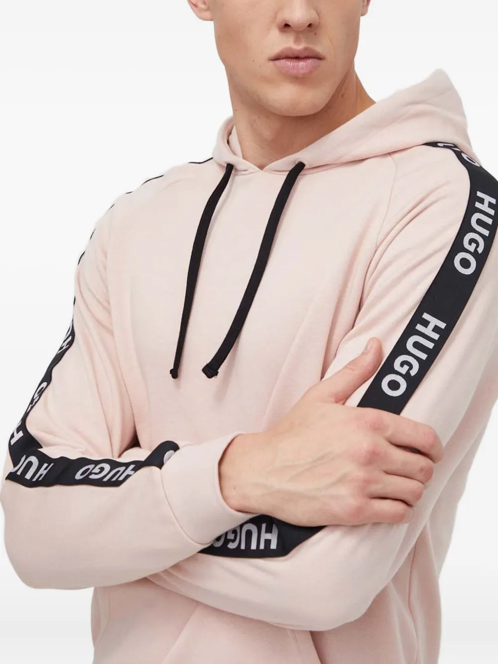 Hugo Boss Logo-tape Hooded Sweatshirt In Pink