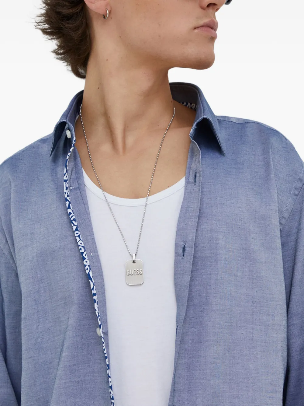 HUGO Overhemd met knopen en patroon Blauw