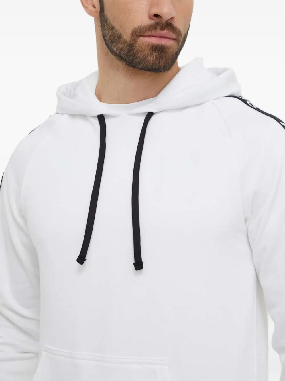 Hugo Boss Logo-tape Hooded Sweatshirt In White