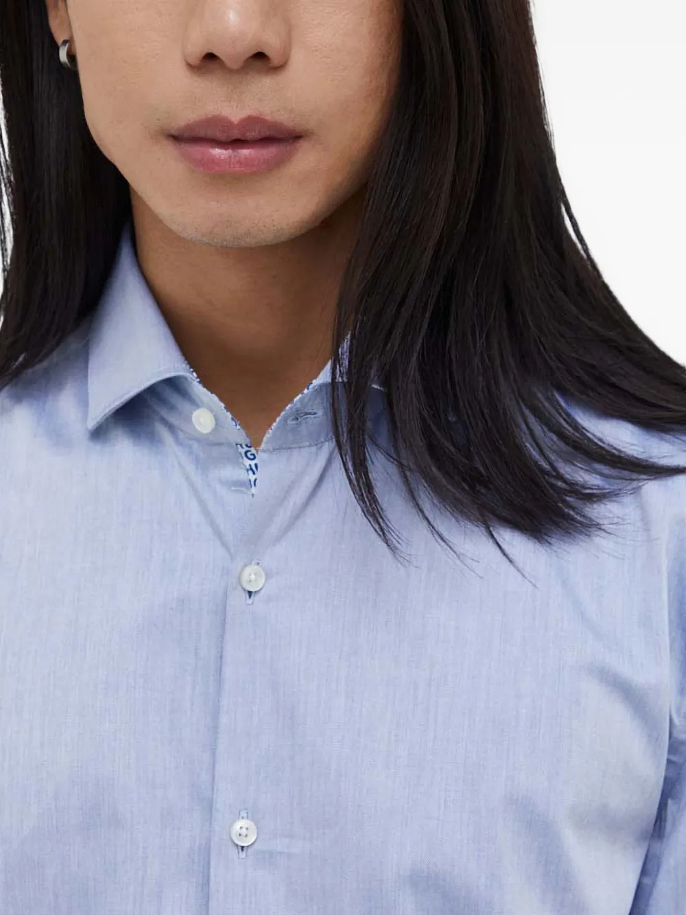 HUGO Overhemd met manchetten met patroon Blauw