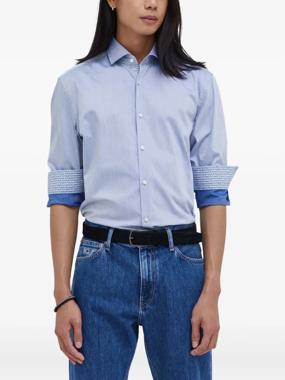 HUGO patterned-cuff shirt | Blue | Image 1