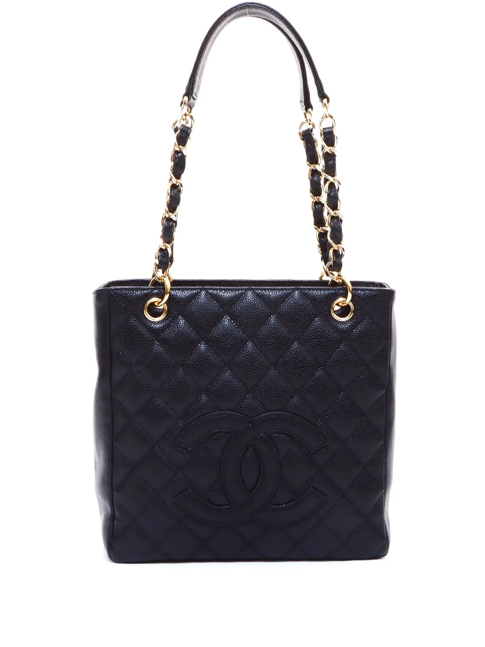 Pre-owned Chanel 2008 Petite Shopping Tote Bag In Black