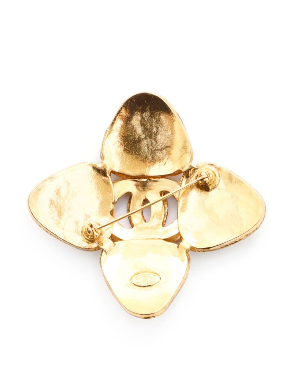 CHANEL Pre-Owned 1994 CC stone-embellished brooch - Goud