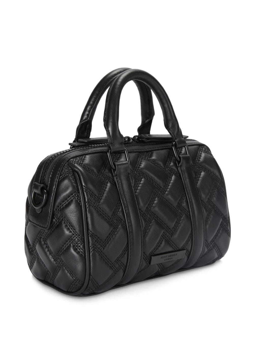 Shop Kurt Geiger Small Kensington Boston Leather Handbag In Black