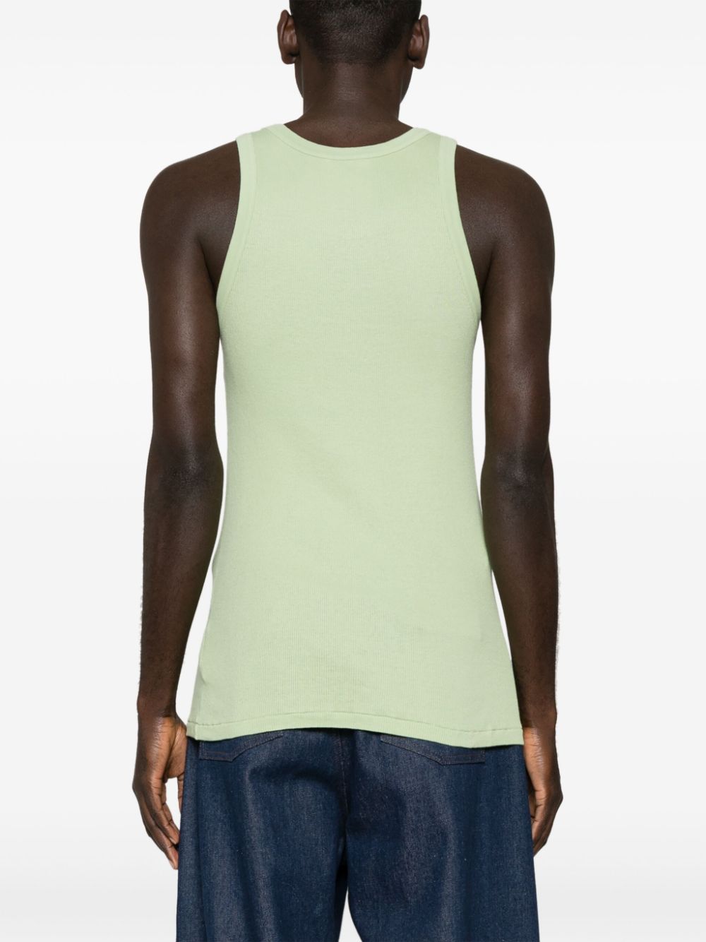 Shop Auralee Fine-ribbed Cotton Tank Top In Green