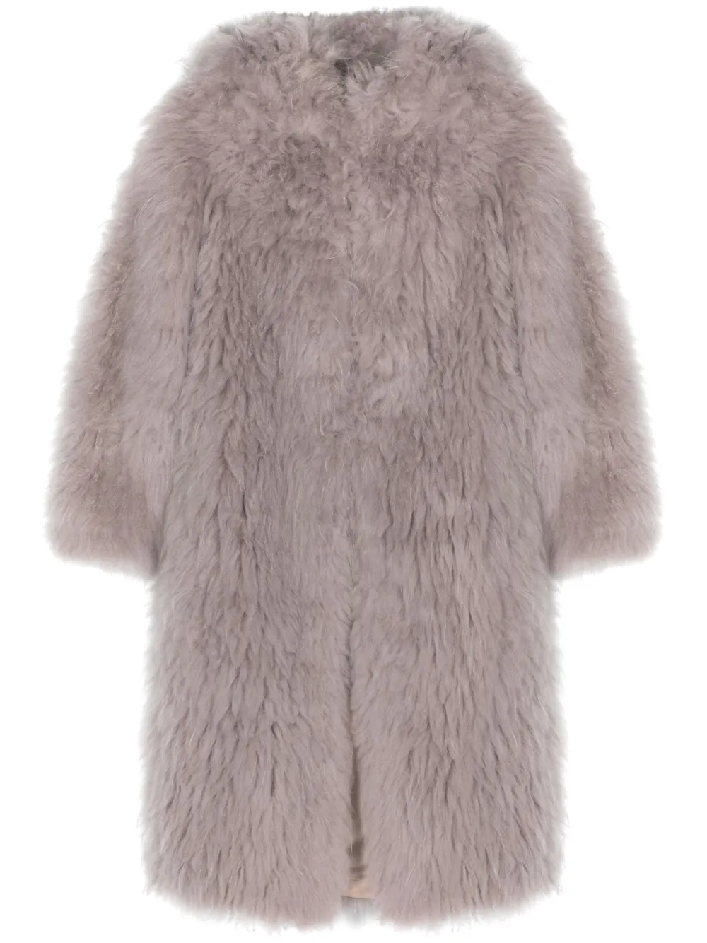 Liska single-breasted shearling coat | Grey | Image 1