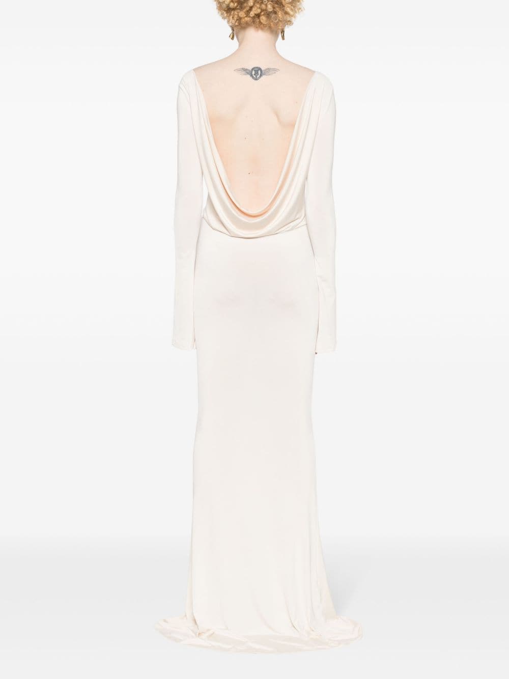 Shop Atu Body Couture X Rue Ra Cowl-effect Maxi Dress In Weiss
