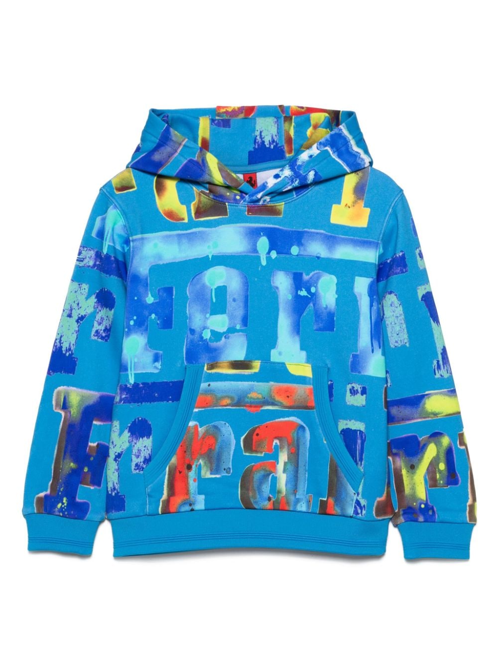Ferrari Kids logo-print cotton hoodie Blauw