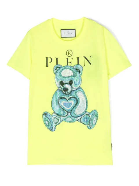 Philipp Plein Junior teddy bear-embellished cotton T-shirt 