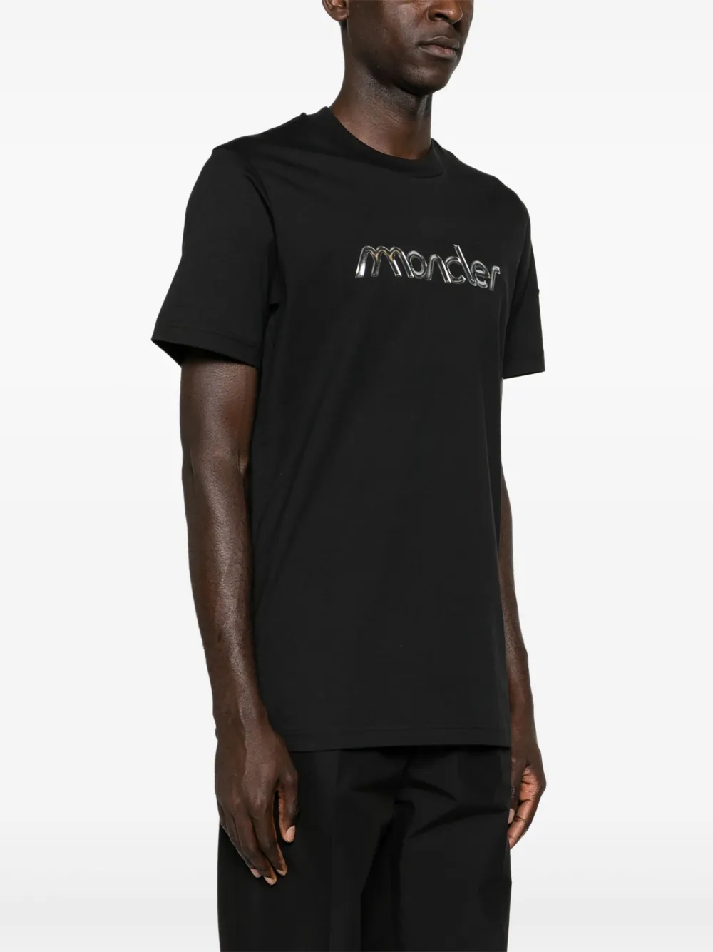 Moncler Katoenen T-shirt met logo-reliëf Zwart