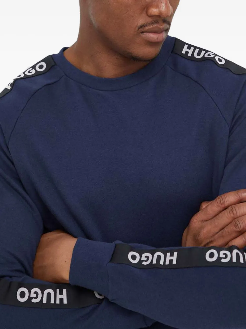 Hugo Boss Logo-tape Sweatshirt In Blue