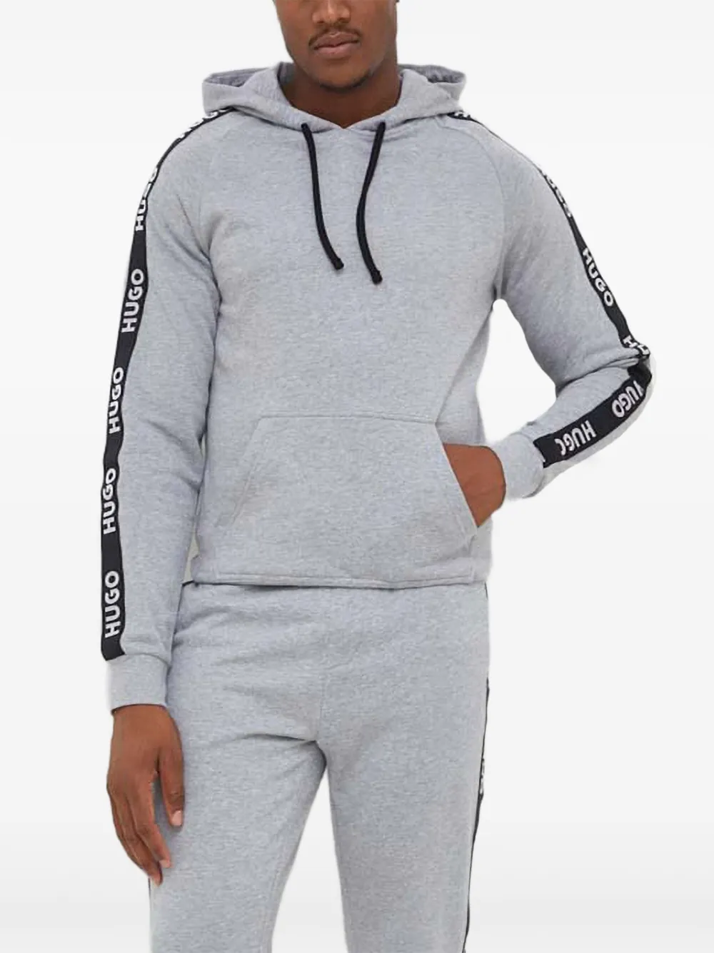 HUGO hooded tape-detail sweatshirt | gris | Image 1