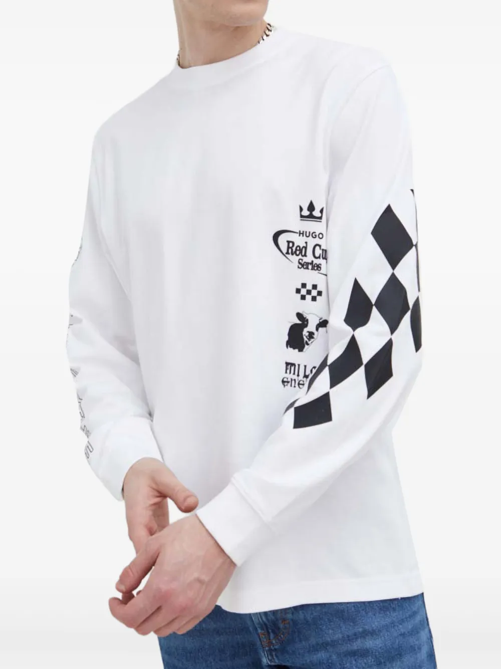 HUGO playera manga larga con estampado gráfico | blanco | Image 1