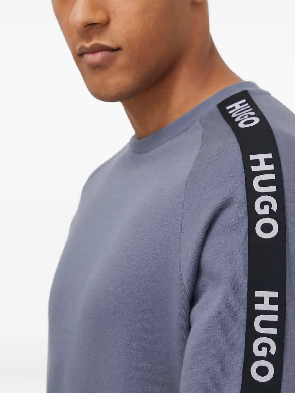 Hugo Boss Logo-tape Sweatshirt In Blue