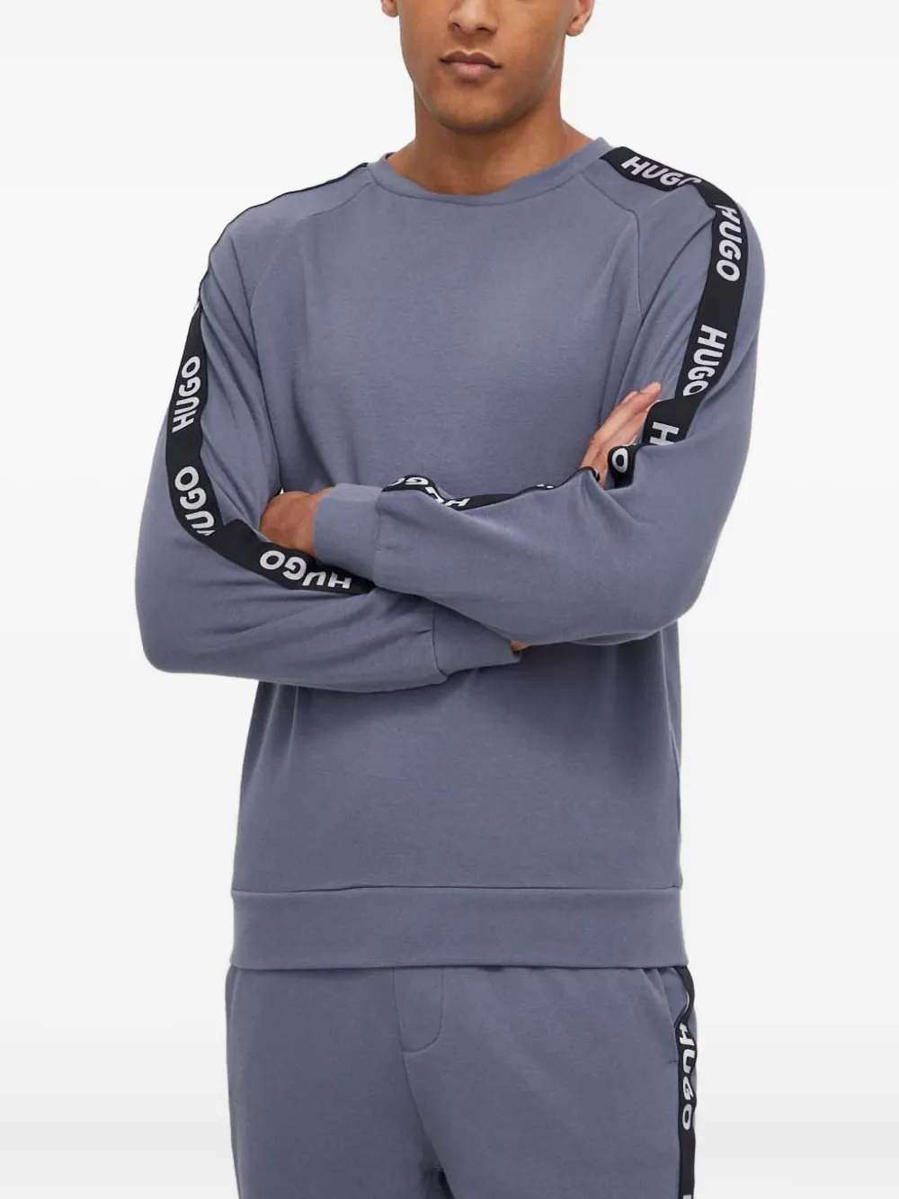 Hugo Boss Logo-tape Sweatshirt In Blue