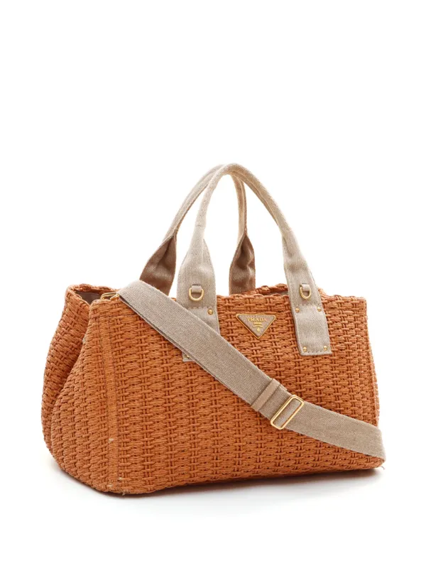 Prada Pre Owned Canapa straw handbag women Straw One Size Neutrals