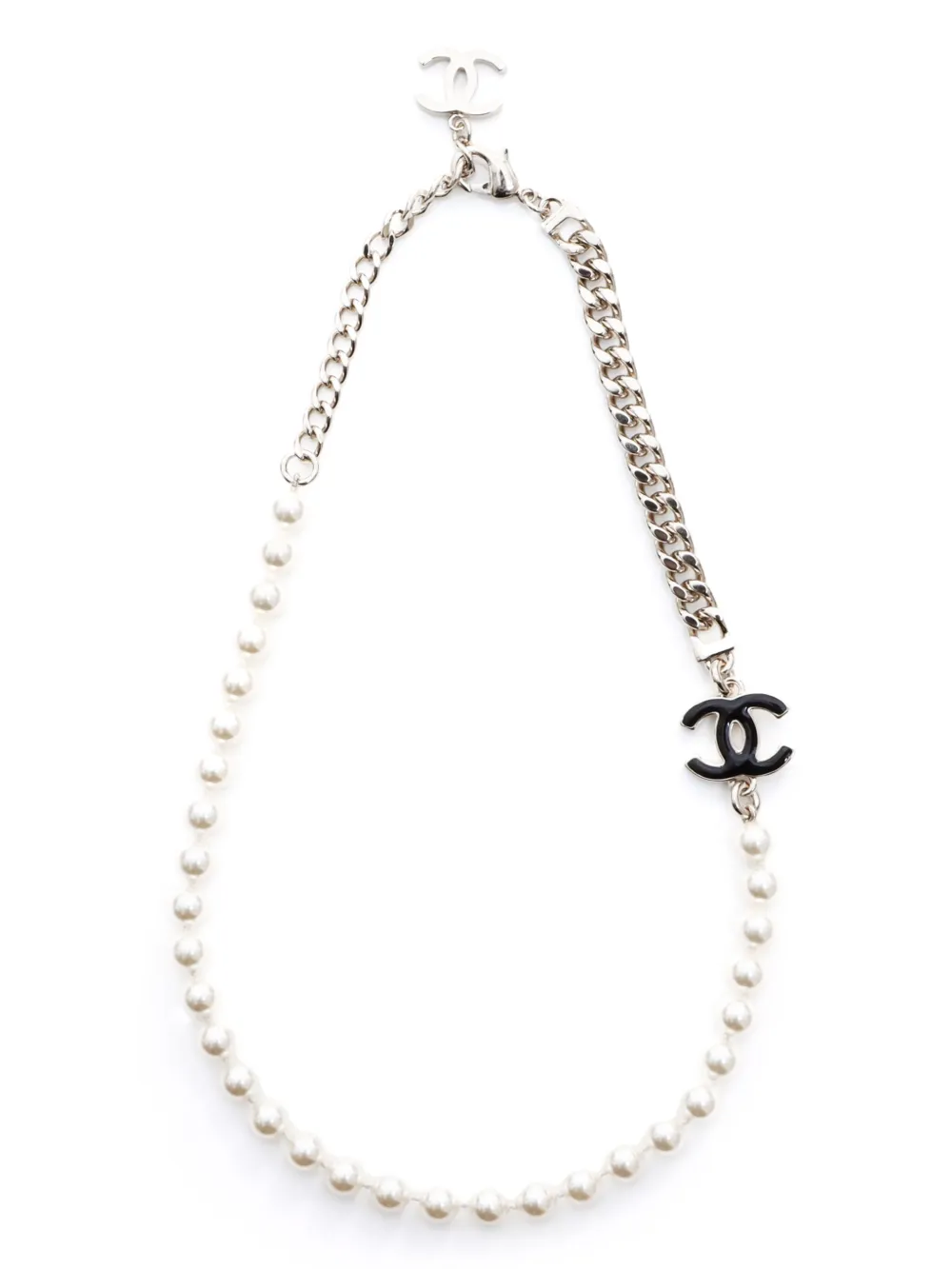 Pre-owned Chanel 2024 Cc Pearl Necklace In Gold