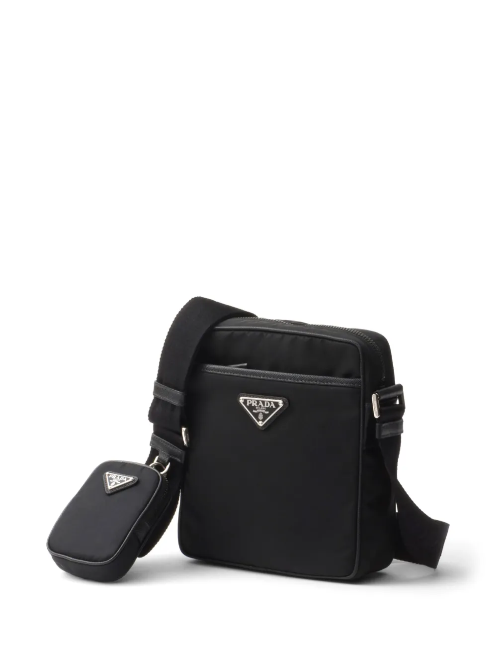 Shop Prada Logo-appliqué Re-nylon Shoulder Bag In Black