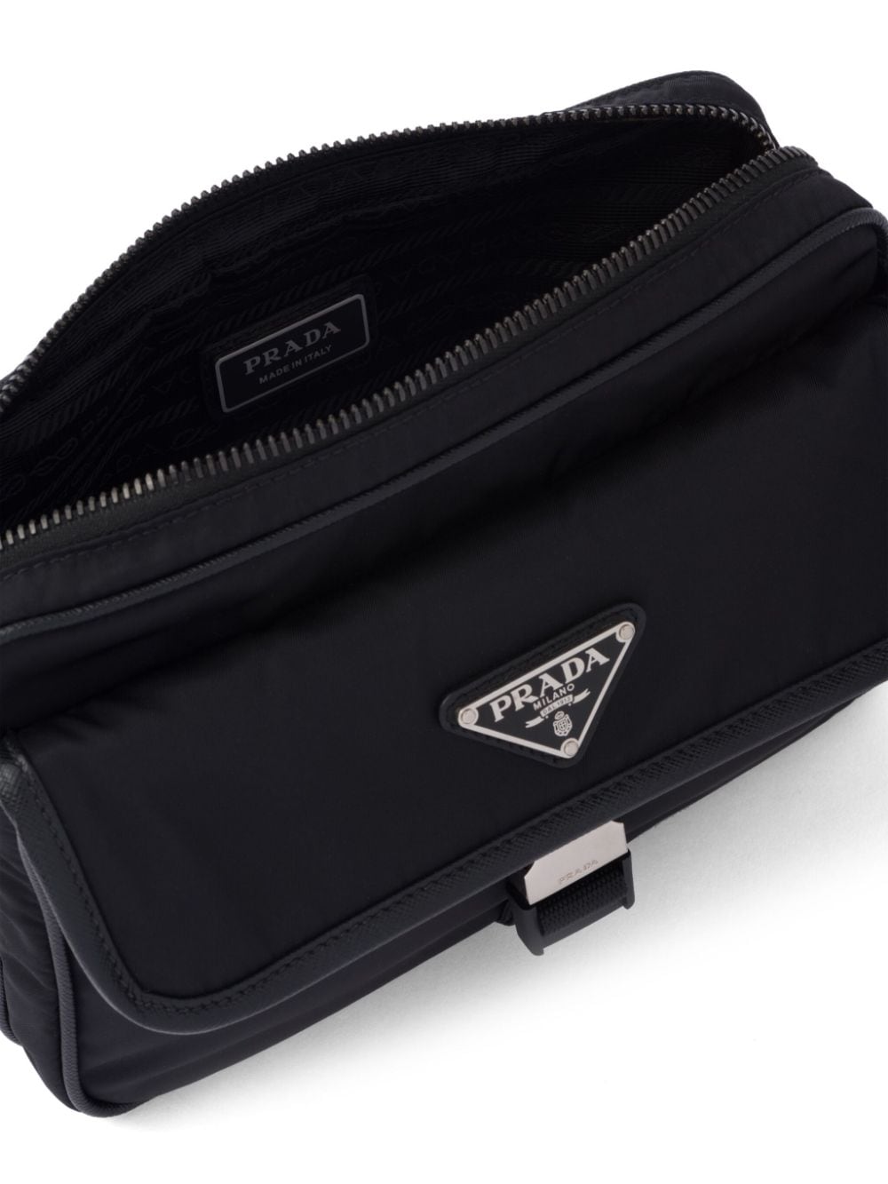 Shop Prada Logo-appliqué Re-nylon Shoulder Bag In Black