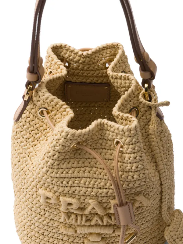 Prada logo bucket bag online
