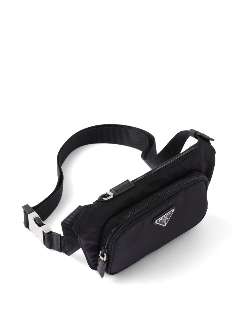 Shop Prada Logo-appliqué Re-nylon Belt Bag In Black