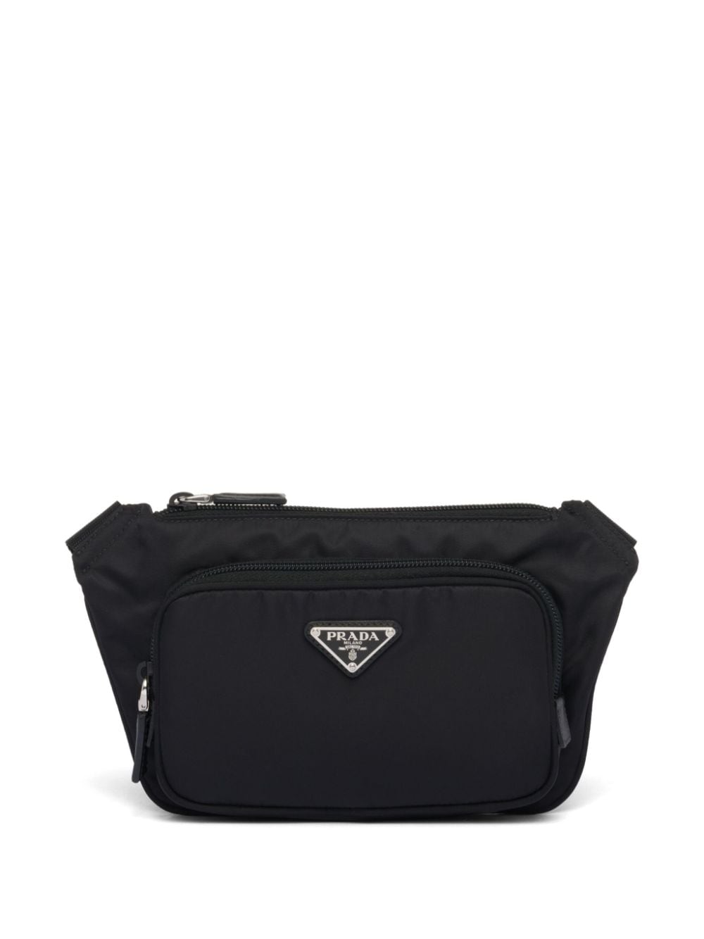 Prada Logo-appliqué Re-nylon Belt Bag In Black