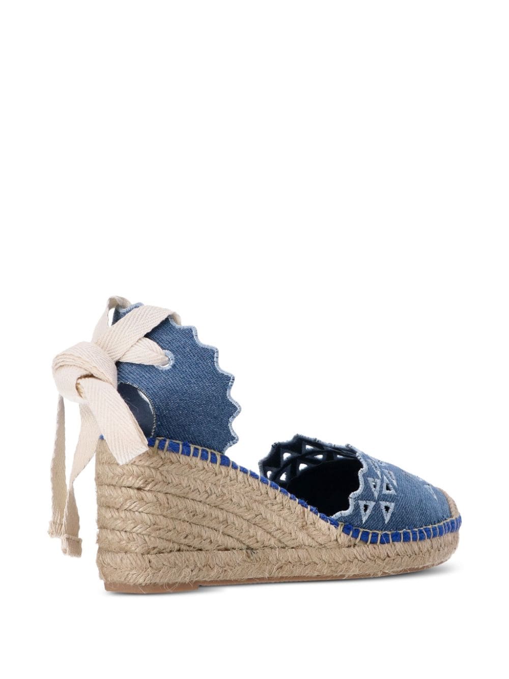 Shop Karl Lagerfeld Kamini Cut-out Denim Espadrilles In Blue