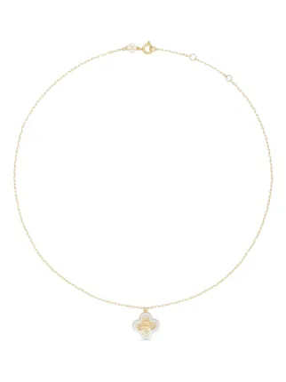 トリバーチ　KIRA CROVER PAVE PENDANT NECKLACE Auth NEW Tory Burch 18K GP GOLD Kira Clover Pave Logo