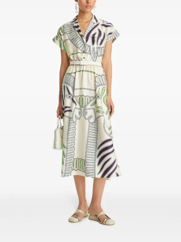 ワンピース Tory Burch Printed Silk Chemisier Dress Tory Burch Printed Silk Twill Shirtdress | Neutrals | FARFETCH