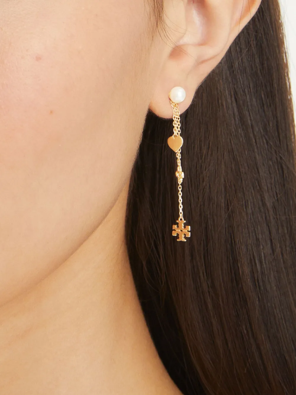 Shop Tory Burch Linear Kira Drop Earrings In Gold