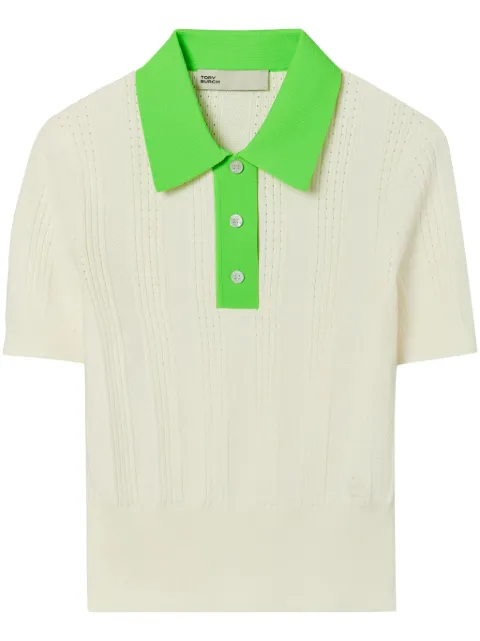 Tory Burch suéter estilo playera tipo polo de tejido calado