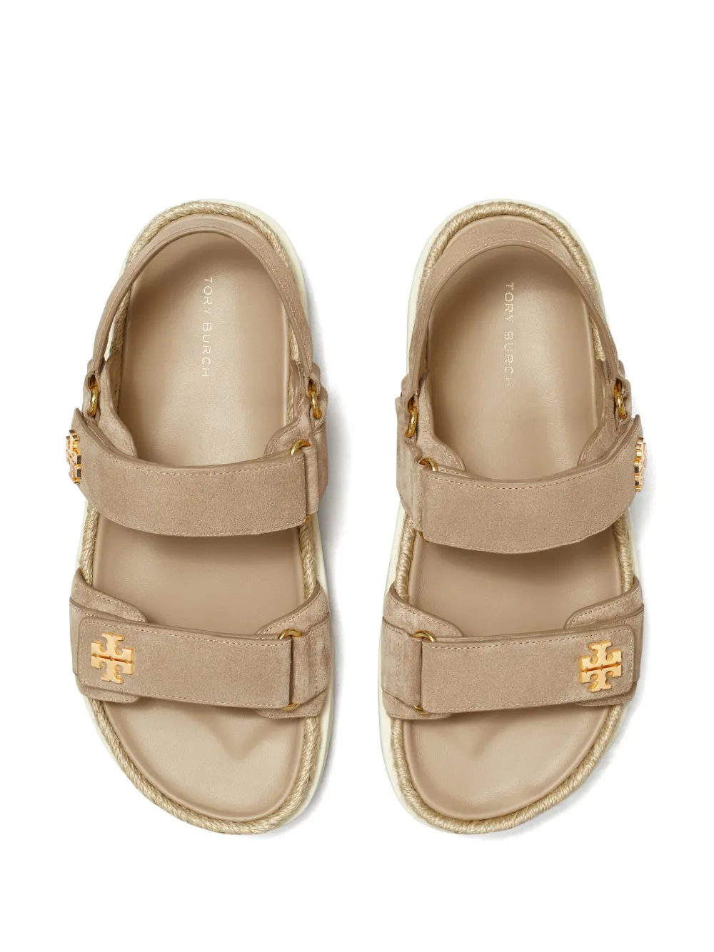 Shop Tory Burch Kira Rope Sport Leather Sandals In Neutrals