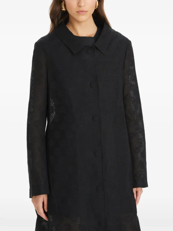 お勧めツイルコート★Tory Burch★COTTON AND LINEN DAISY COAT Tory Burch Cotton And Linen Daisy Coat | Black | FARFETCH GE