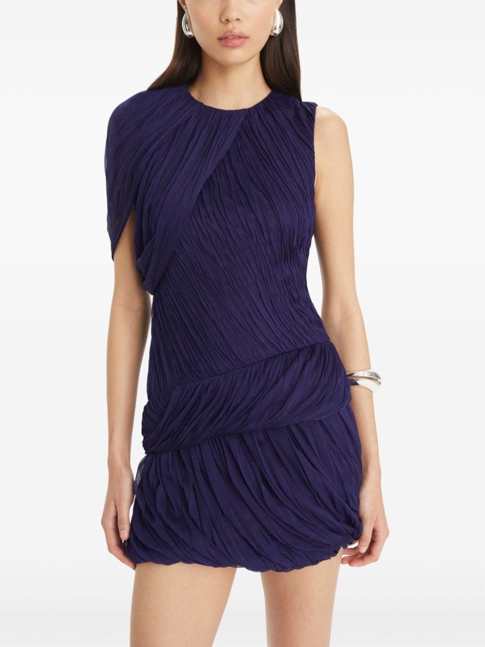 Shop Tory Burch Draped Silk Dress In Purple