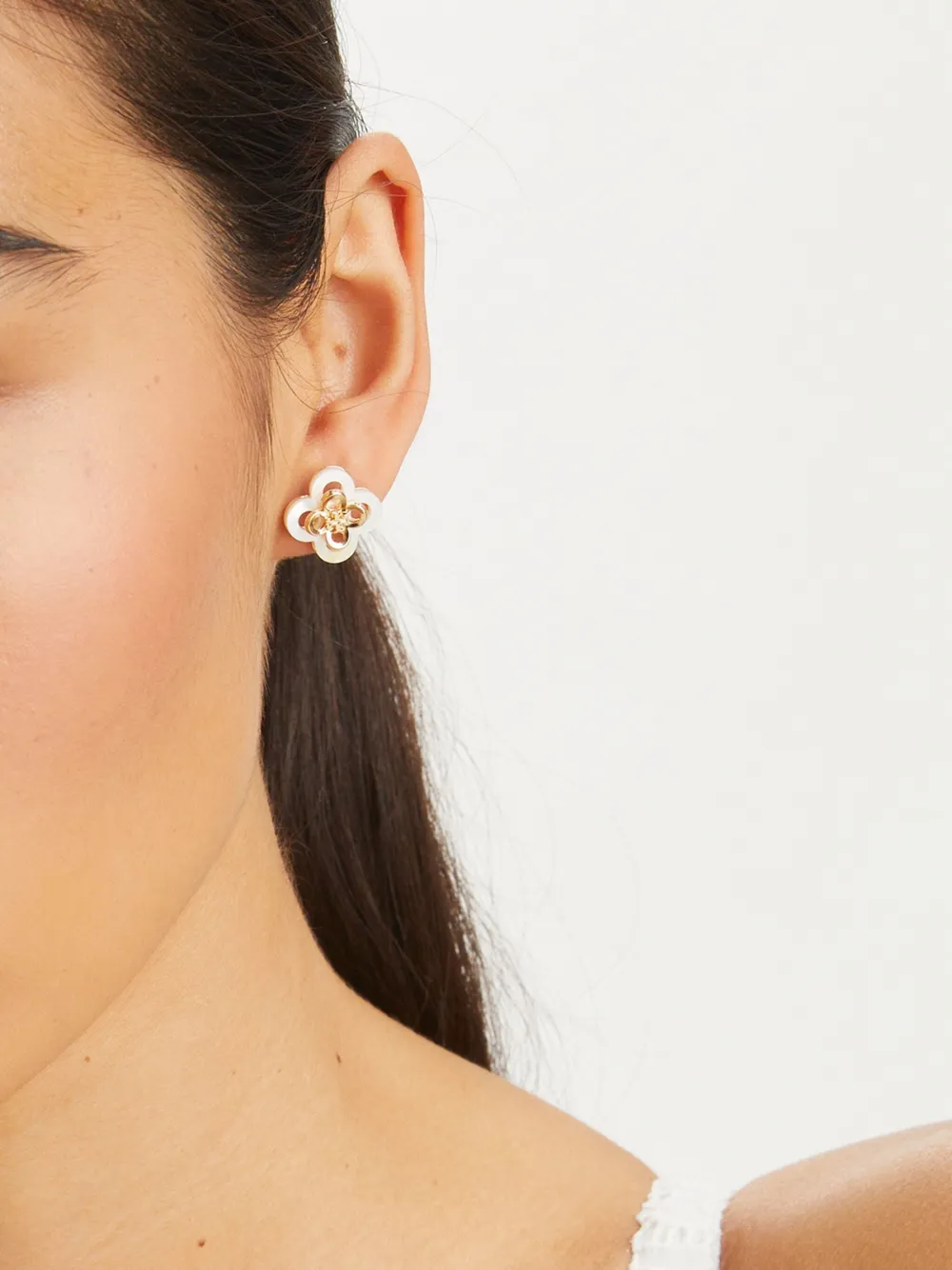 Shop Tory Burch Kira Clover Stud Earrings In Gold