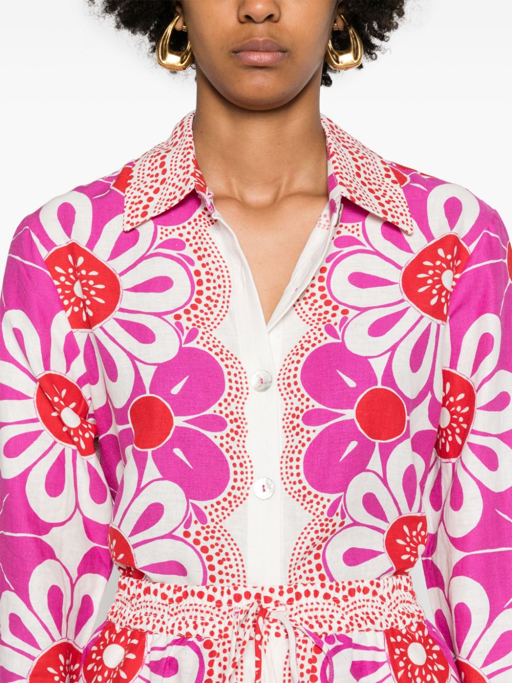 Shop Farm Rio Maia Floral-print Long-sleeve Shirt In White