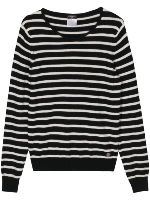 HOT SALE CHANEL 2008 striped cashmere jumper Women